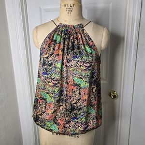 Colorful‎ Violet & Claire Abstract Halter Top womens M